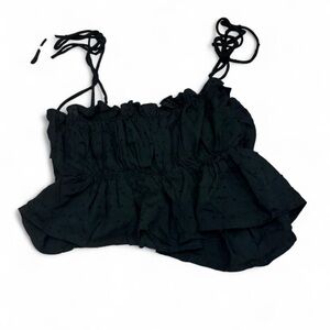 SHEIN Black Smocked Ruffled Camisole